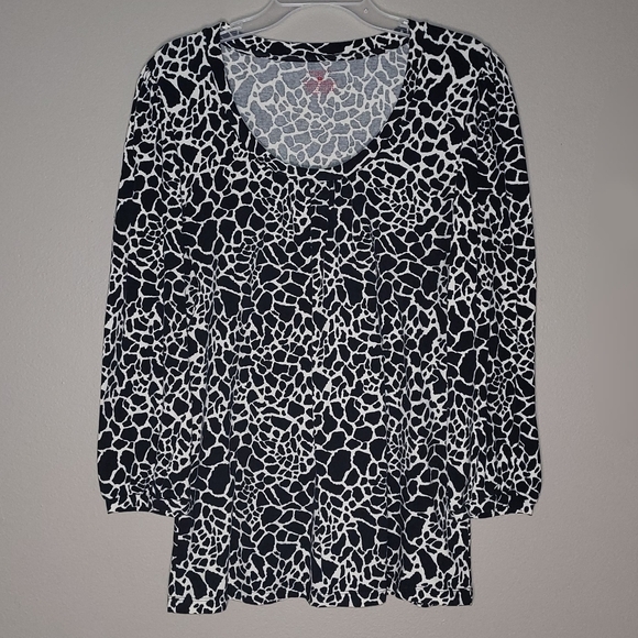 💞 XL | Jones NY | Giraffe-Print Long Sleeved Tunic Blouse - Picture 1 of 5